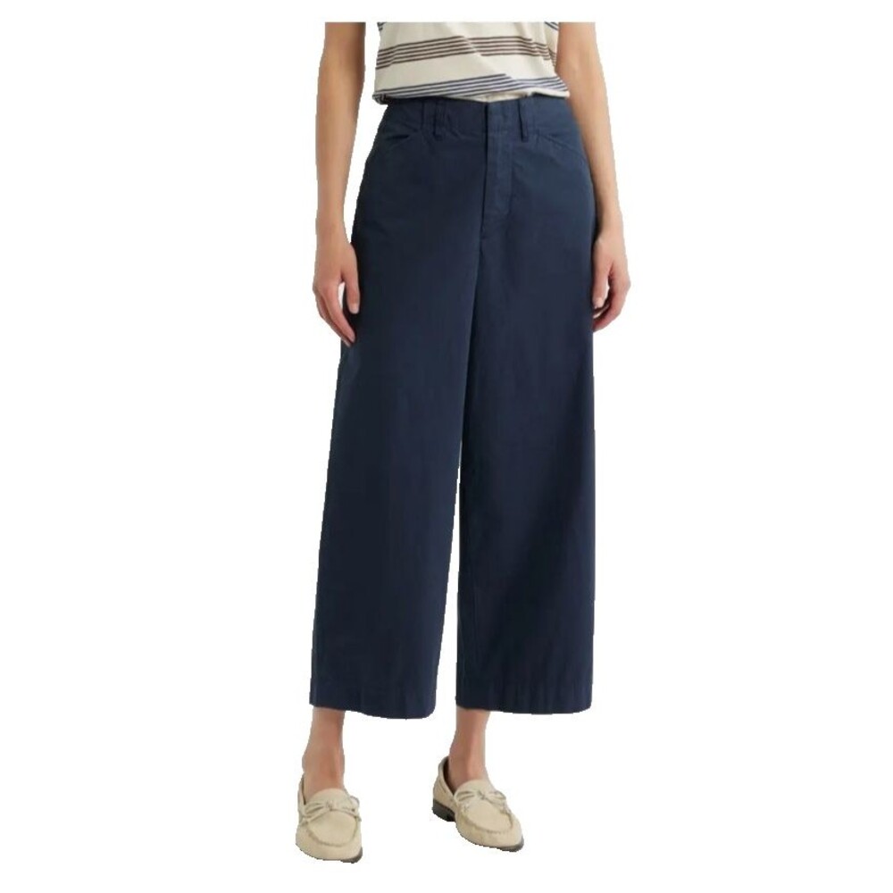 Rag Bone Pants Womens 10 Blue Cropped Ankle Wide Leg Relaxed Casual Preppy